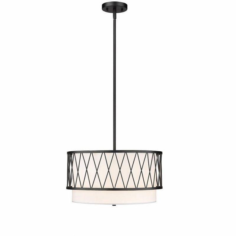 Dalton 17" Matte Black and Nickel Drum Pendant Light