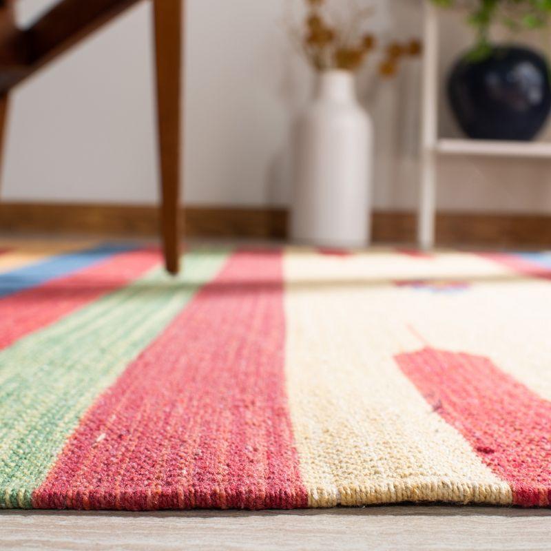 Coastal Charm Handwoven Cotton 6' Square Red Area Rug