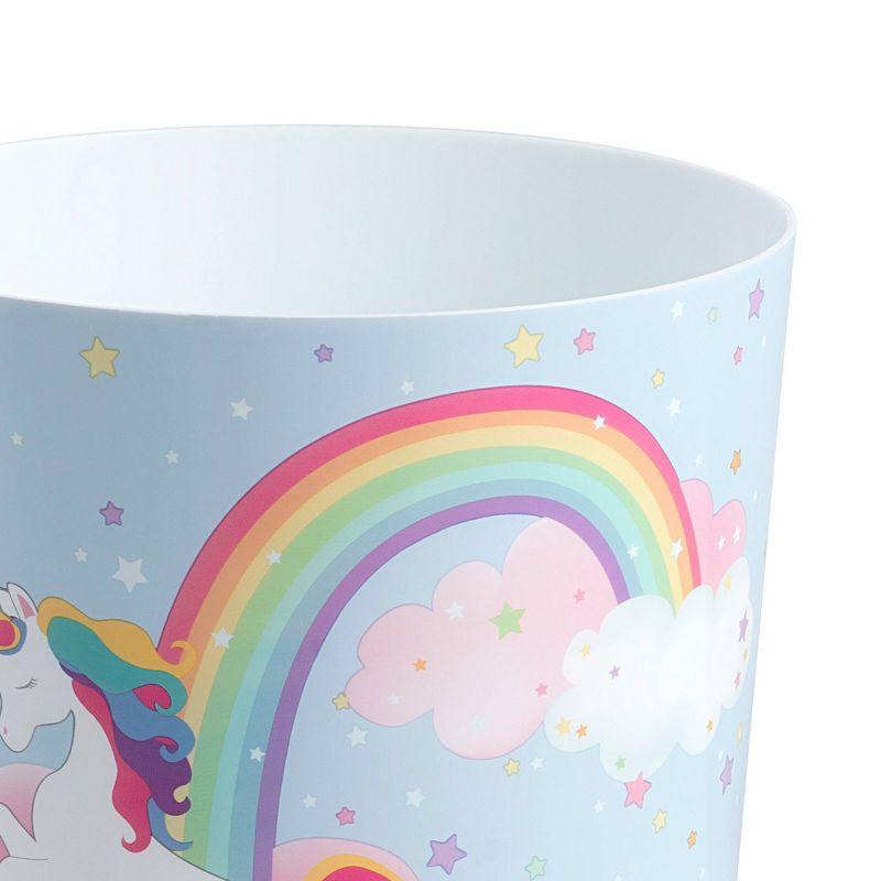 Unicorn And Rainbow Plastic Open Waste Basket - 1.56 Gallons