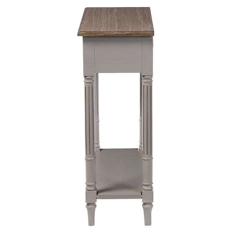 Edouard French Provincial Style Console Table with 1 Drawer - White/Light Brown - Baxton Studio: Elegant Entryway Furniture, Narrow Design