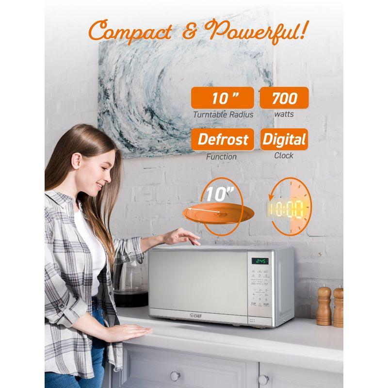 COMMERCIAL CHEF Countertop Microwave Oven 0.7 Cu. Ft. 700W, Stainless Steel