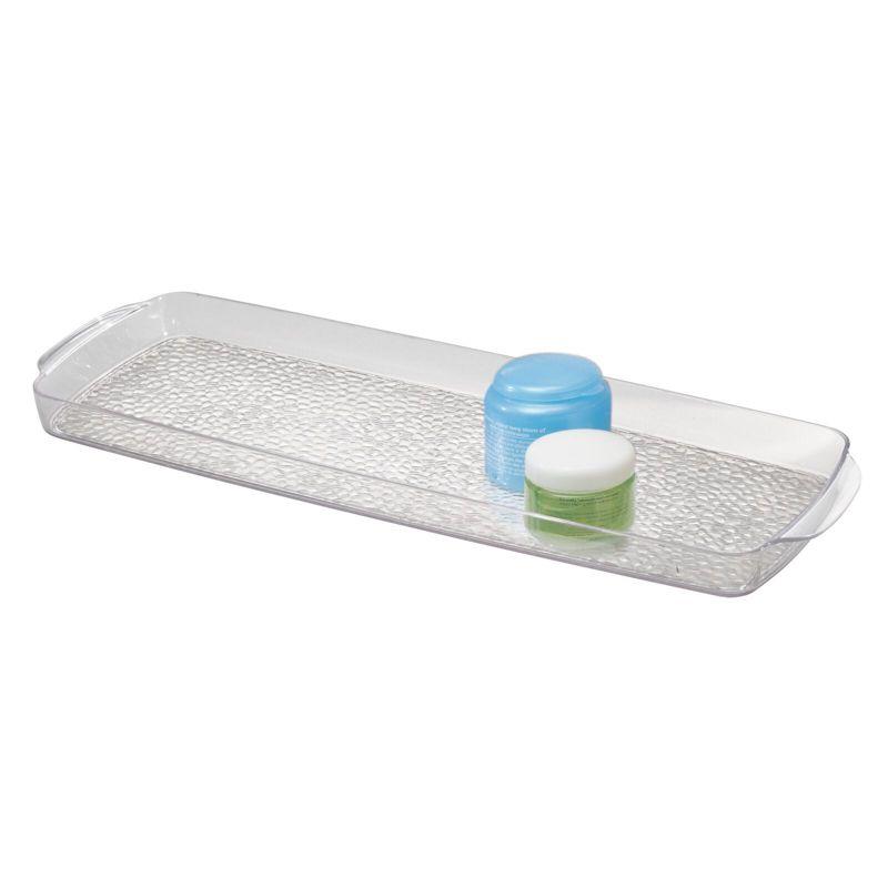 mDesign Long Plastic Bathroom Toilet Tank Storage Vanity Accessory Tray - Clear