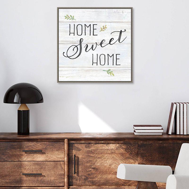 22" x 22" Farmhouse Sign I Home Sweet Home by Cynthia Coulter Framed Canvas Wall Art Print - Amanti Art: Modern Decor, Botanical Design