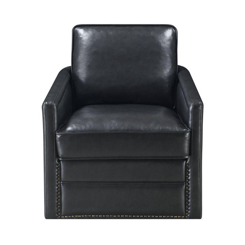 30" Rocha Accent Chair Black Leather Aire: 180-Degree Swivel - Acme Furniture