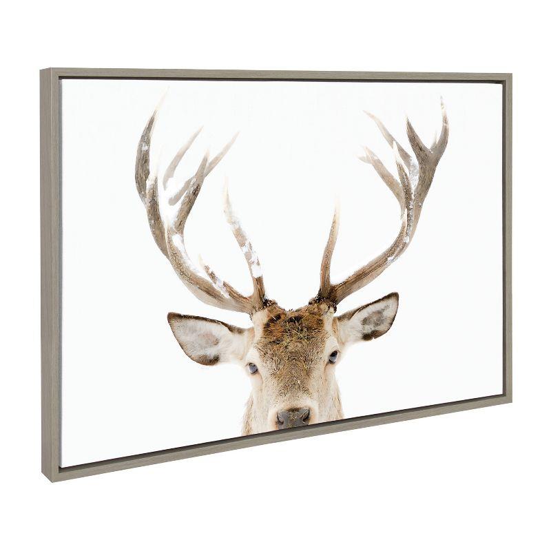 Kate & Laurel All Things Decor 23"x33" Sylvie Stag Peekaboo Framed Canvas Wall Art by Amy Peterson Art Studio