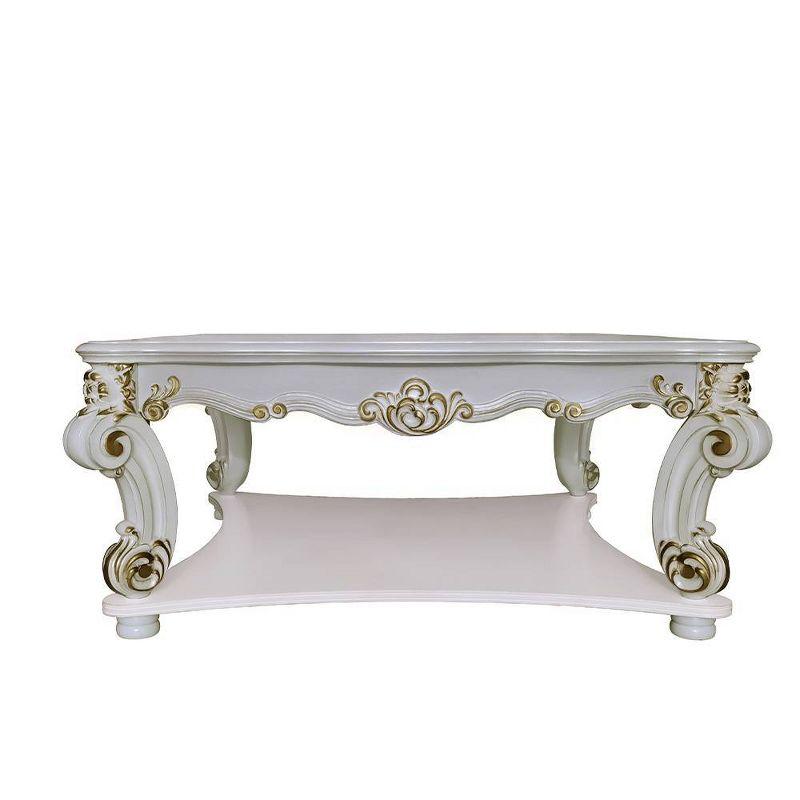 50" Vendome Coffee Table Antique Pearl Finish - Acme Furniture: Elegant Square Design, Scrolled Legs, No Assembly Required