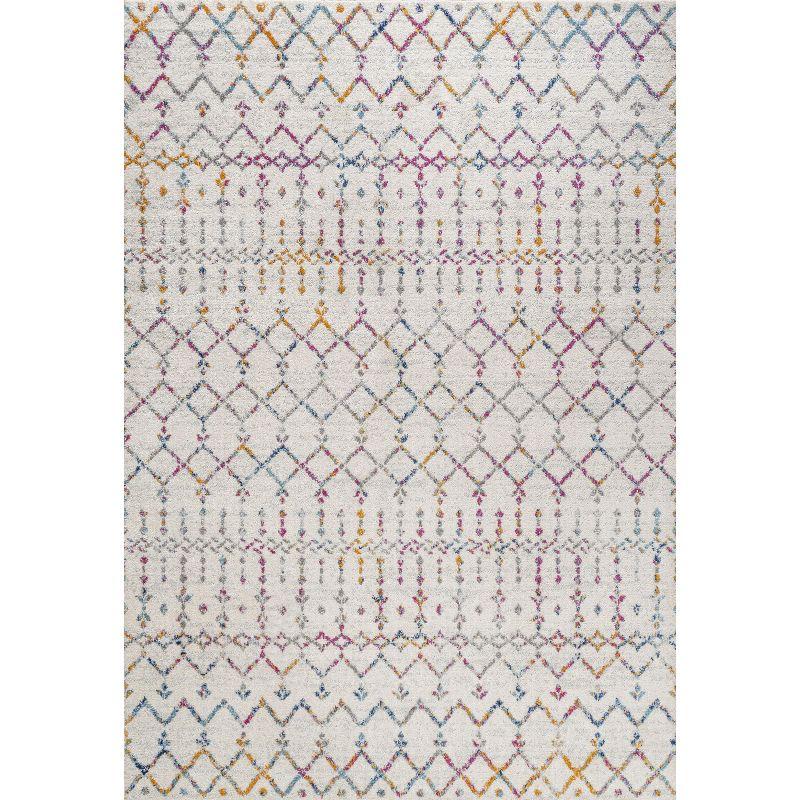 JONATHAN Y Moroccan HYPE Boho Vintage Diamond Ivory/Multi 4 ft. x 6 ft. Area Rug