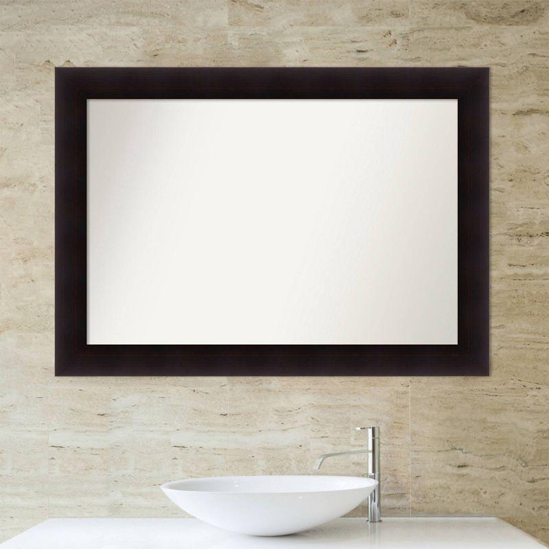 42" x 30" Non-Beveled Portico Espresso Wood Bathroom Wall Mirror - Amanti Art: Modern Rectangle, Wall Mount