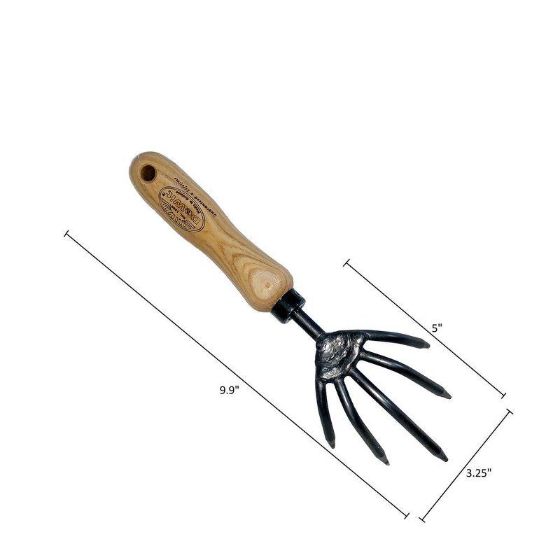 Short Handle Wood and Steel 5-Tine Garden Cultivator