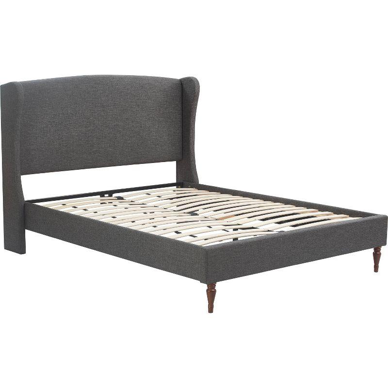 Queen Elmhurst Upholstered Wing Bed Frame Gray - Finch