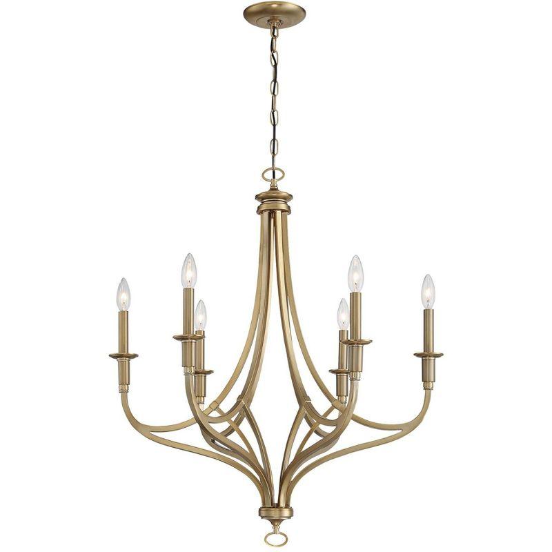 Minka Lavery Brushed Honey Gold Chandelier 28" Wide Modern 6-Light Fixture for Dining Room House Foyer Kitchen Entryway Bedroom