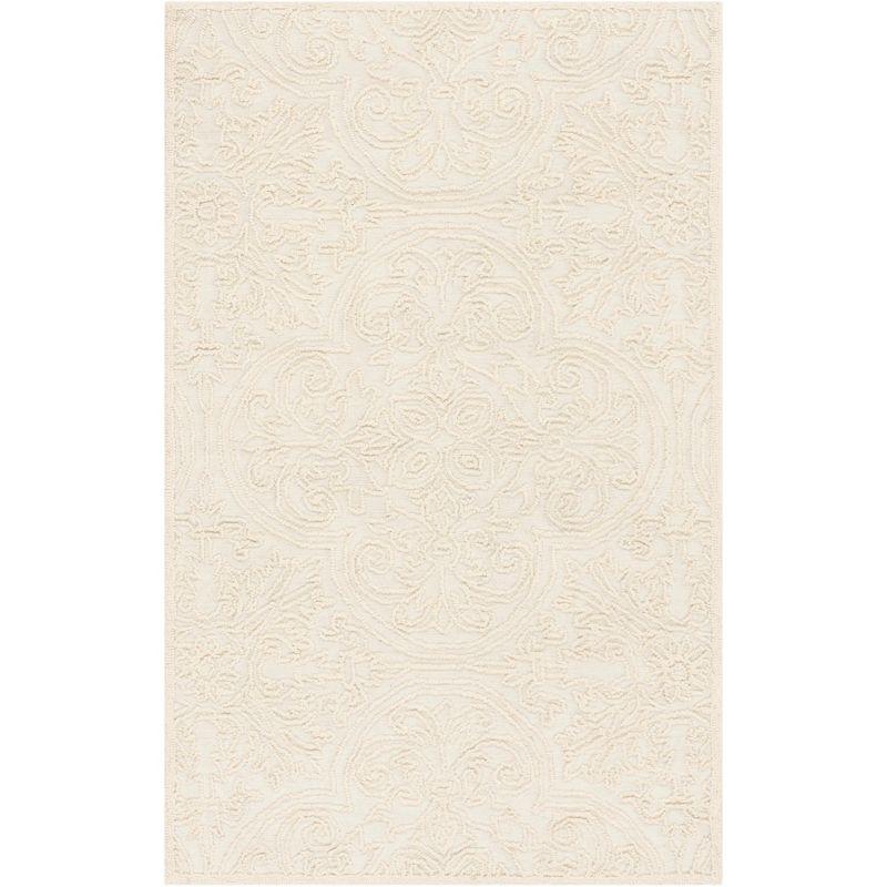 Elegant Ivory Hand-Tufted Wool Area Rug - 27" x 4"