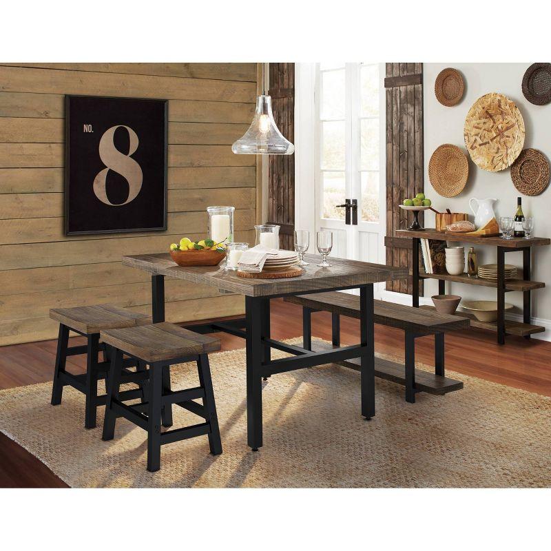 48" Pomona Solid Wood and Metal Entryway Bench Brown - Alaterre Furniture: Rustic Style, 2-Seater with Storage, Spot Clean