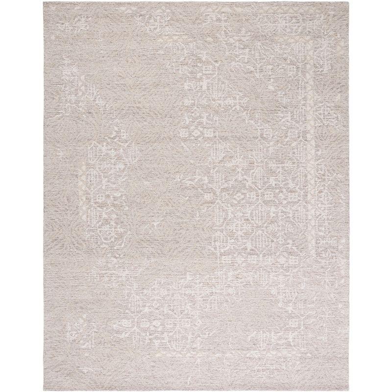 Ivory Hand-Tufted Wool Rectangular Area Rug 8' x 10'