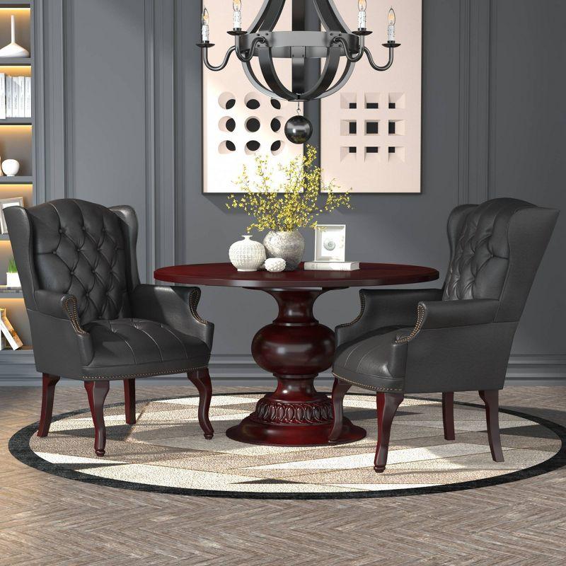 Wingback Traditional Guest Chair Black - Boss Office Products: Elegant Tufted Design, Nailhead Trim, Hardwood Frame