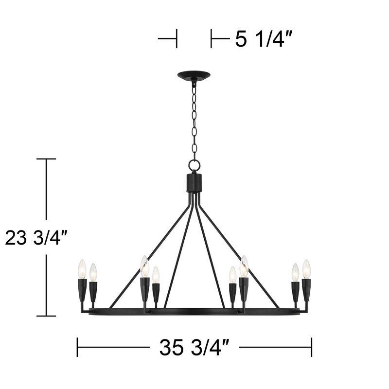 Possini Euro Design Covey Semi Gloss Black Ring Chandelier 36" Wide Modern Candles 8-Light Fixture for Dining Room House Foyer