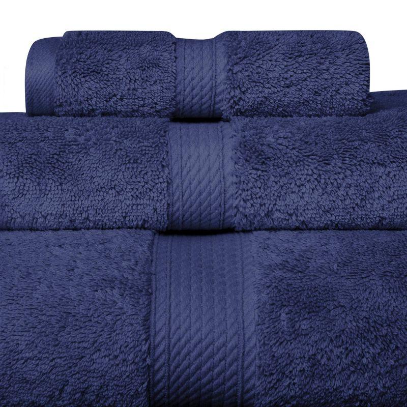 Luxury Cotton Heavyweight Ultra-Plush 3 Piece Towel Set, Navy Blue - Blue Nile Mills