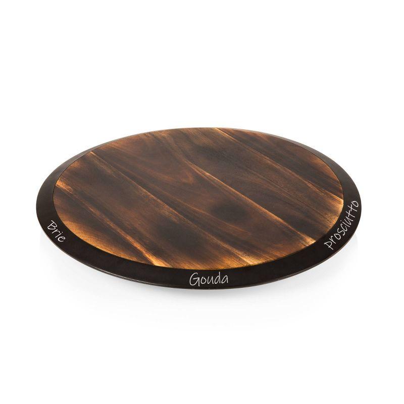 Modern Fire Acacia Wood 21" Lazy Susan with Chalkboard Rim