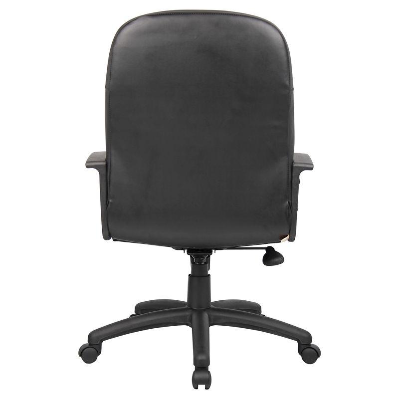 Executive Leather Budget Chair Black - Boss Office Products: Swivel, Lumbar Support, 250lb Capacity