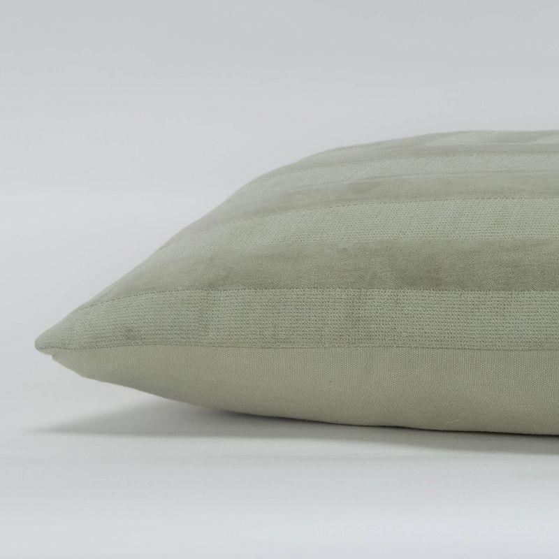 14"x26" Oversized Poly Filled Lumbar Throw Pillow Green - Rizzy Home: Cotton Velvet, Embroidered, Machine Washable