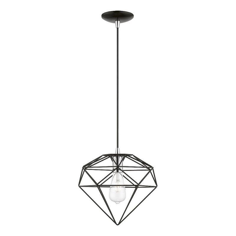 Livex Lighting Knox 1 - Light Pendant in  Shiny Black/Polished Chrome