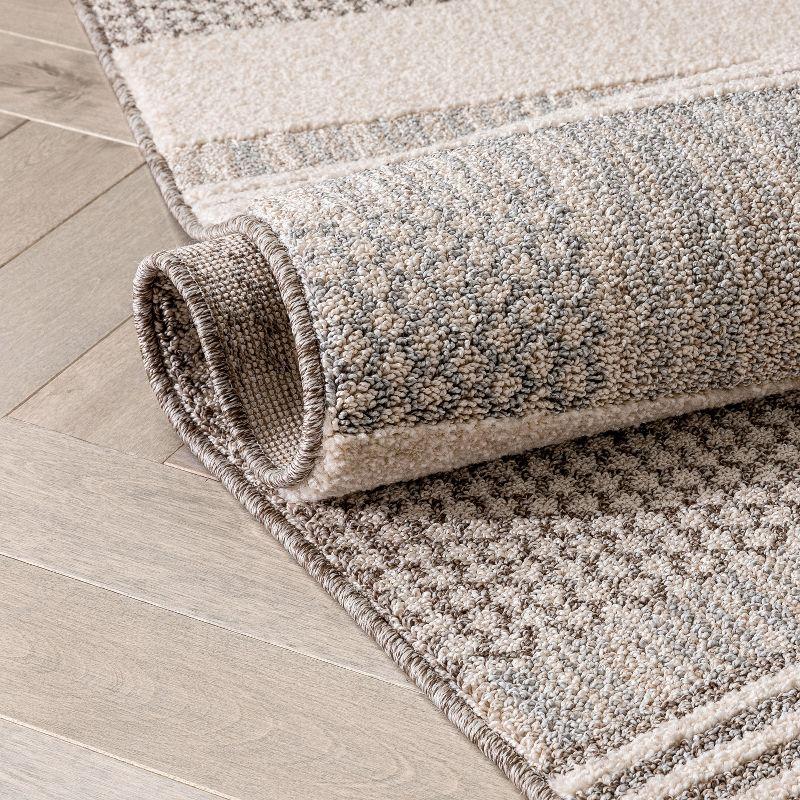 Marcone Briar Tribal Geometric Abstract Beige Looped Pile Rug