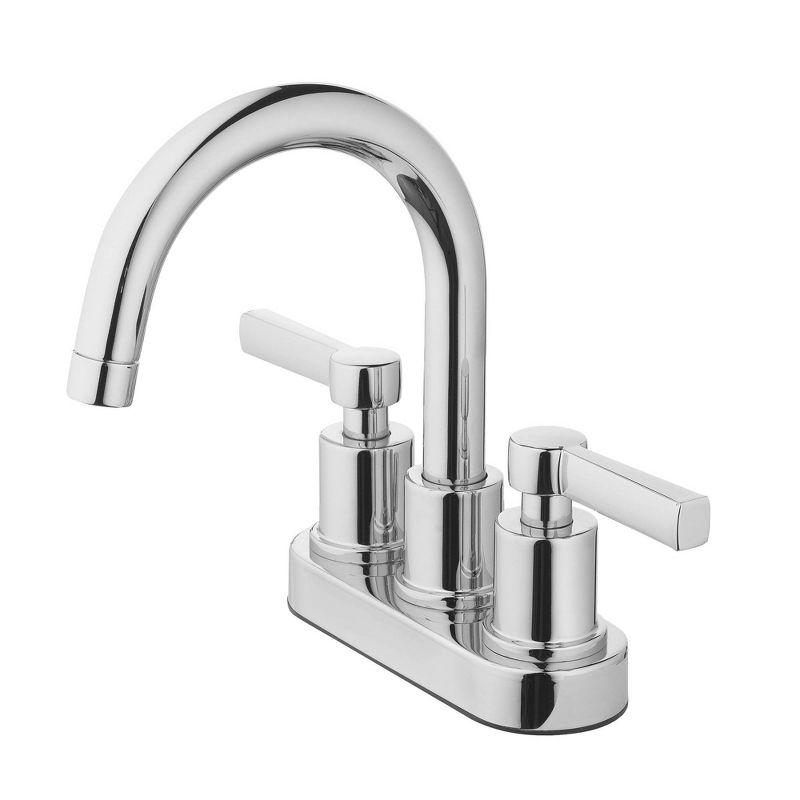 Chrome 4" 2-Handle Low Arc Lavatory Faucet with Pop-Up Drain