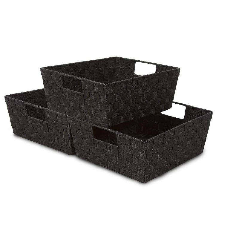 Sorbus Black Hand-Woven Polypropylene Storage Basket Set