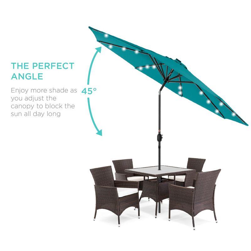 Best Choice Products 10ft Solar LED Lighted Patio Umbrella w/ Tilt Adjustment, UV-Resistant Fabric - Cerulean