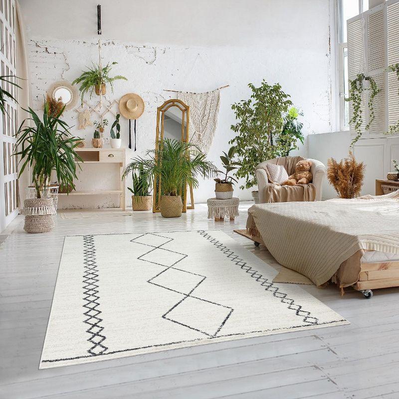 Adilenne Geometric Cream Area Rug