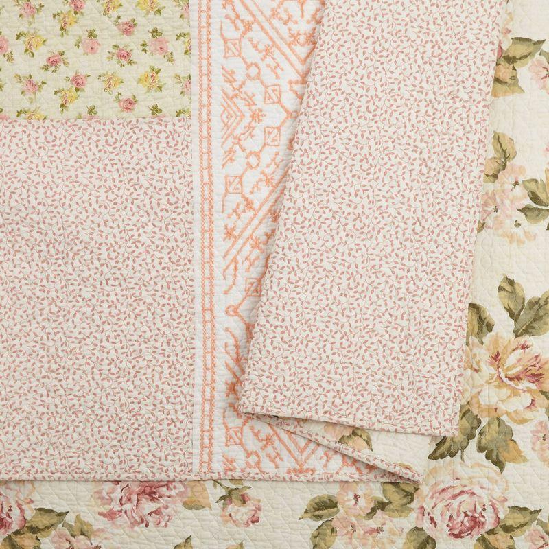 King Sweet Blooms Quilt Pink - Mary Jane's Home: Cotton Lace Trim, Botanical Pattern, Teen & Kids Bedding