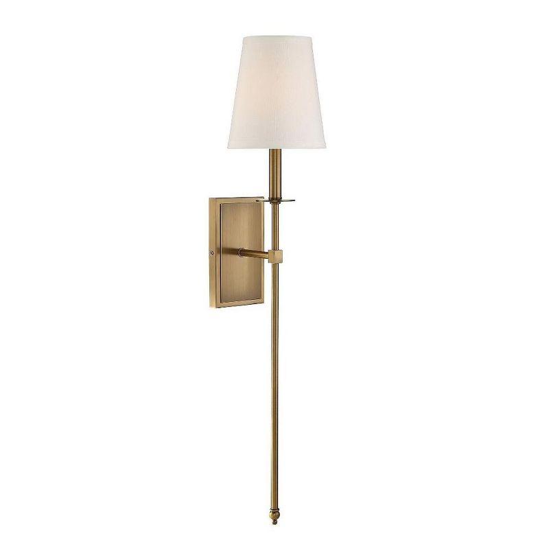 Monroe Elegance Warm Brass Outdoor Wall Sconce with White Shade