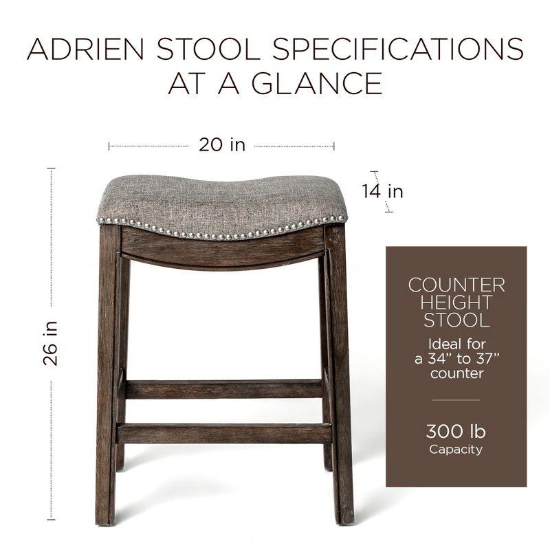 Maven Lane Maven Lane Adrien Backless Saddle Kitchen Stool with Fabric Upholstery