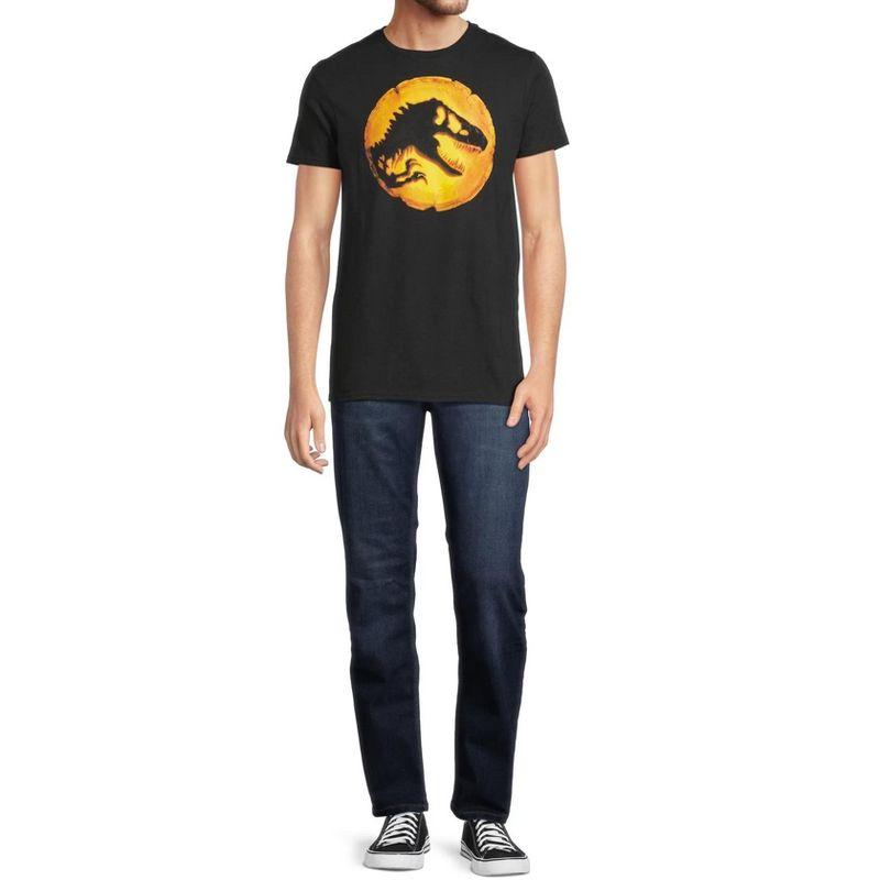 Seven Times Six Jurassic World Men's Dominion Glowing Dinosaur Adult  Short Sleeve T-Shirt Black