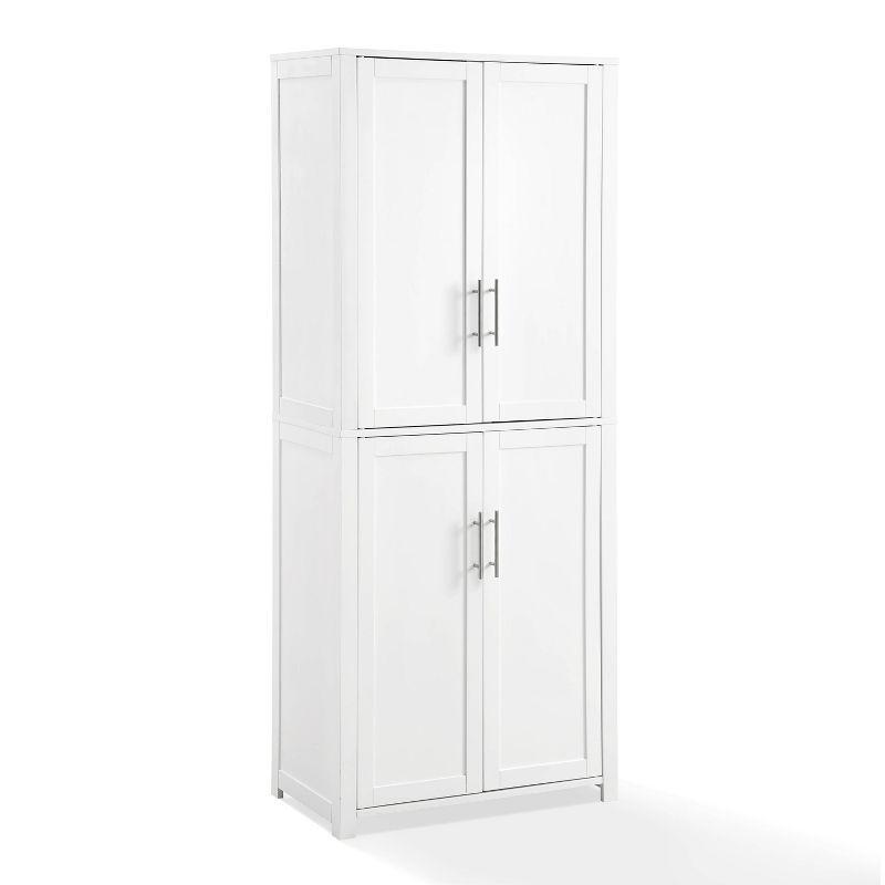 Savannah Tall Pantry White - Crosley: Shaker-Style Doors, 6 Adjustable Shelves, MDF Wood