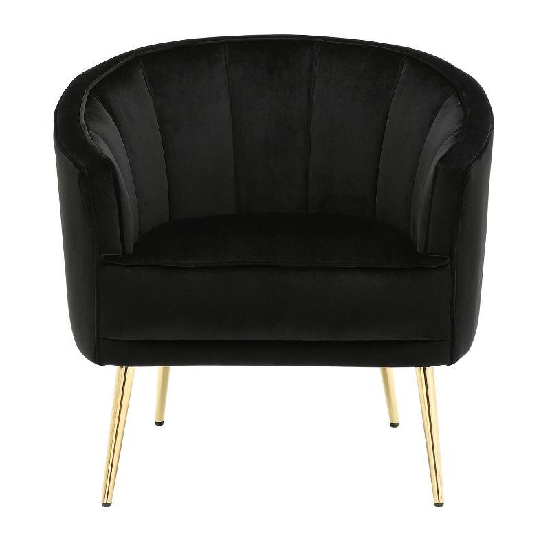 Chic Black Velvet Barrel Accent Chair with Gold Metal Legs