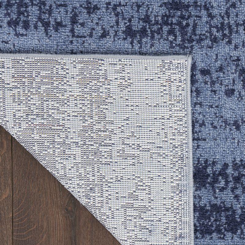 Nourison Essentials Abstract Low Pile Indoor Outdoor Area Rug 5' x 7' Denim
