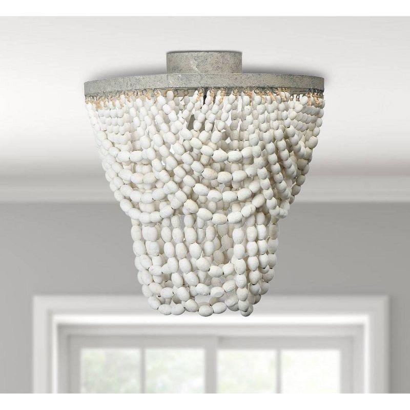 Tiered Draped Wood Bead and Metal Semi-Flush Light - Storied Home