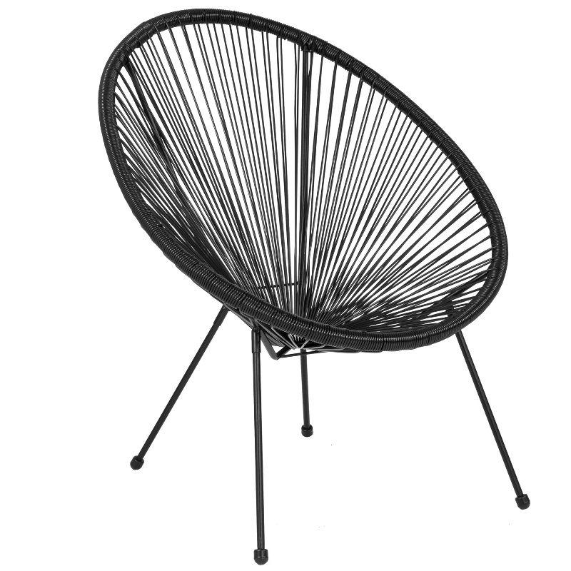 Black Woven Basket Papasan Bungee Lounge Chair