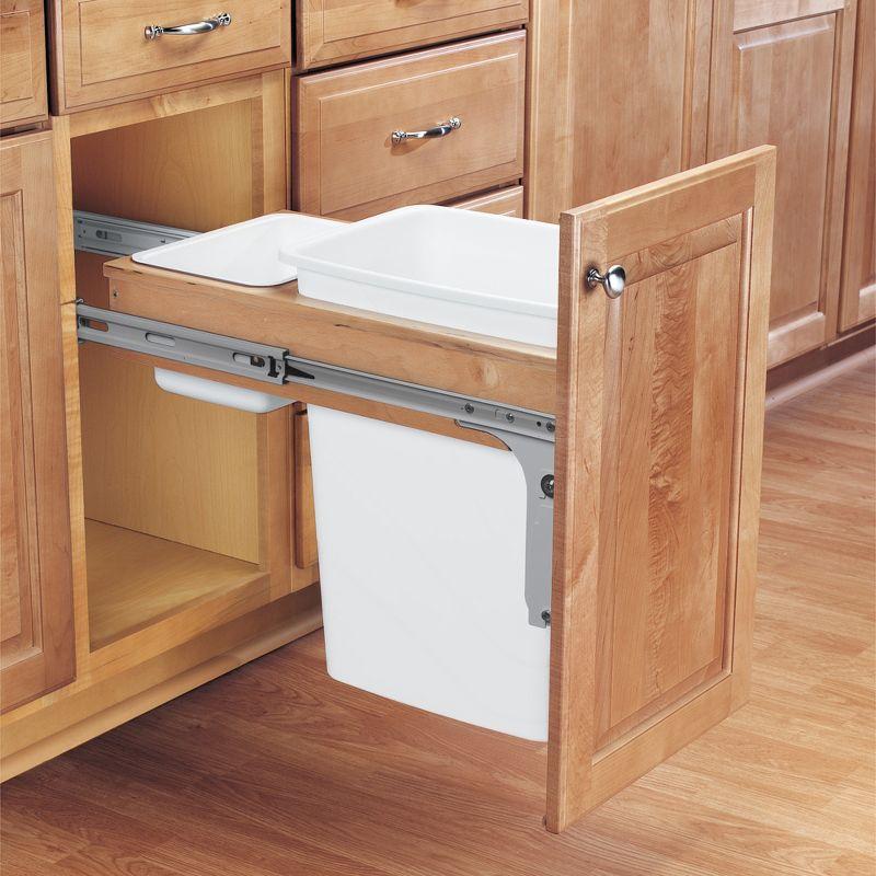 White Plastic Pull-Out Kitchen Waste Container, 22.25"