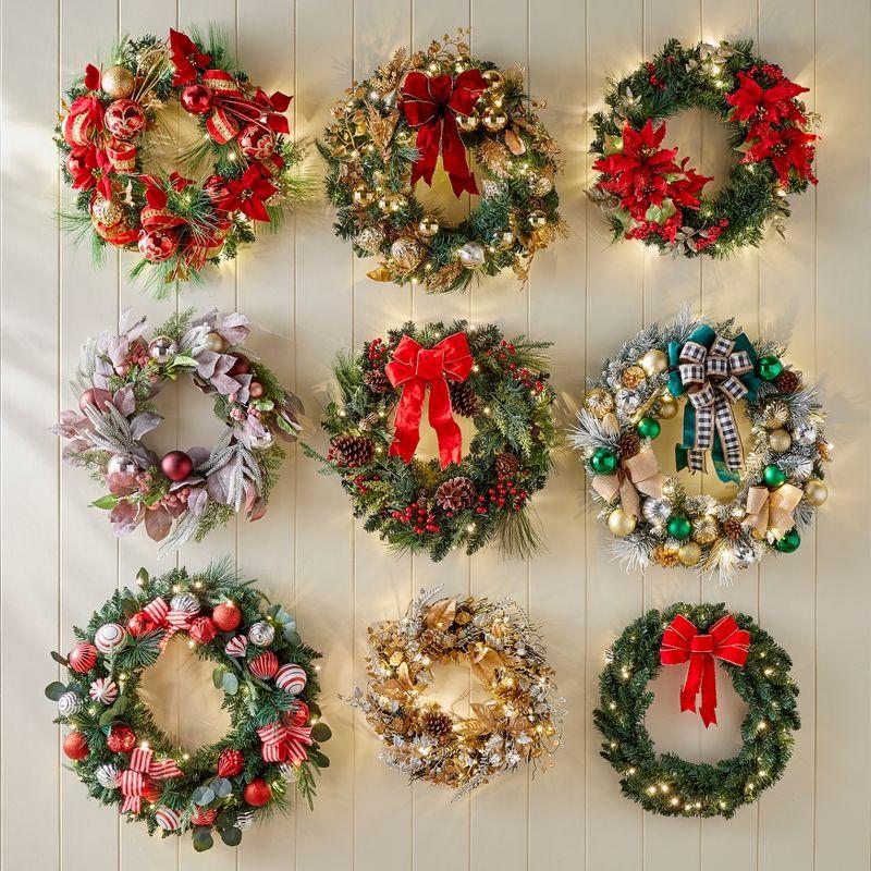 BrylaneHome Pre-Lit Gold & Silver Wreath - Gold Silver Lights