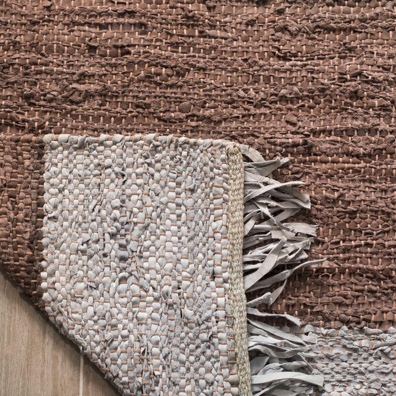 Vintage Leather VTL310 Hand Woven Indoor Accent Rug - Light Grey/Brown - 3'x5' - Safavieh