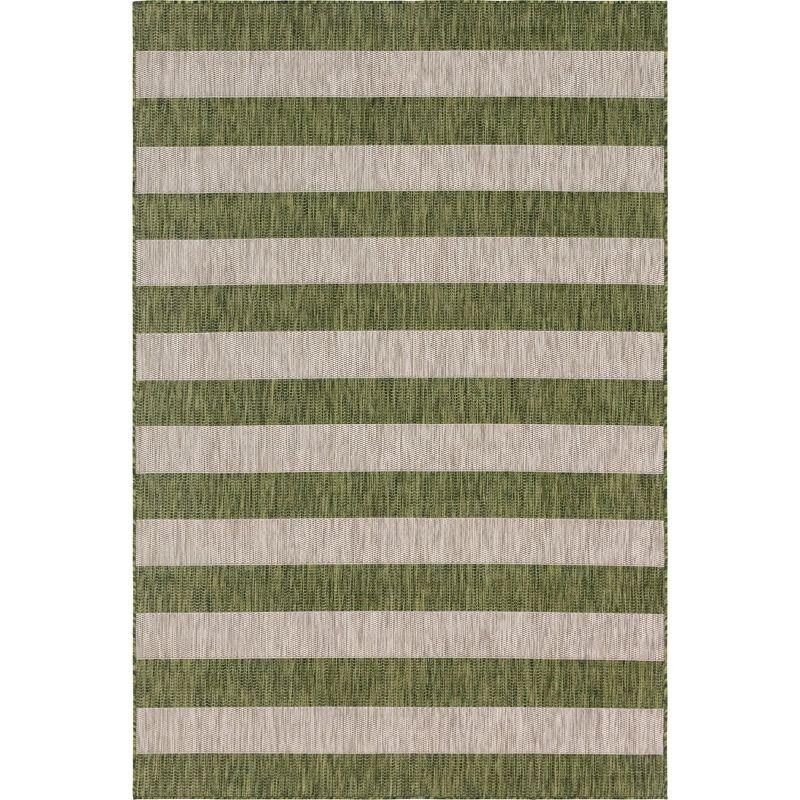 Unique Loom Outdoor Striped Distressed Stripe Striped Woven Area Rug