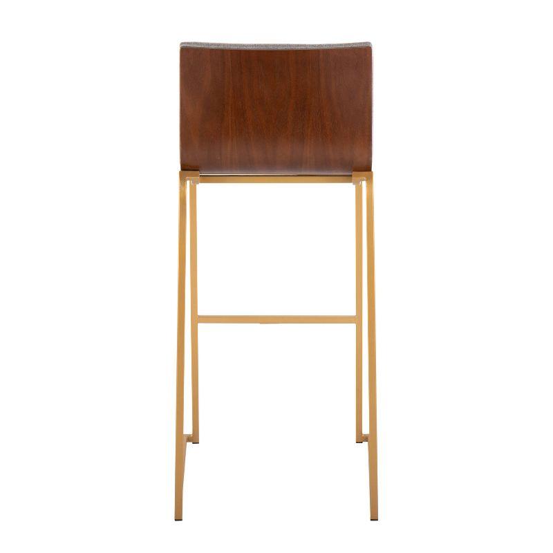 LumiSource Set of 2 Mason Mara Barstools Gold/Walnut/Gray: Upholstered, Fixed Height, Metal Frame