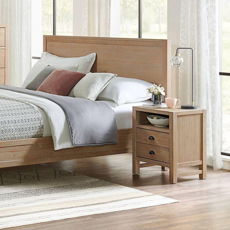 Arden 2-Drawer Wood Nightstand, 25 in. H Bedside Table with Oil Rubbed Bronze Drawer Pulls & Metal Drawers Glides, Perfect for Modern Rustic Bedroom Sets, Solid, Durable Pine Wood