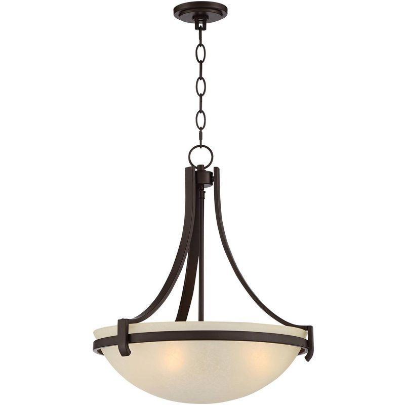 Regency Hill Mallot Oil Rubbed Bronze Pendant Chandelier 20" Wide Industrial Champagne Glass Bowl Shade 4-Light Fixture for Dining Room Kitchen Island