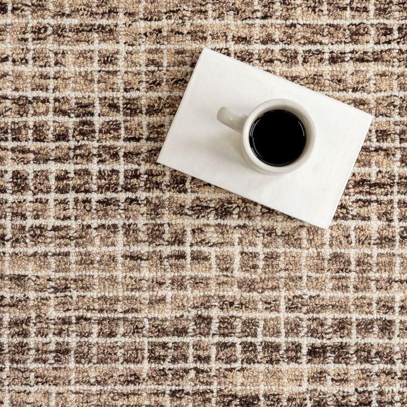 Katasha Checked Wool Brown Area Rug