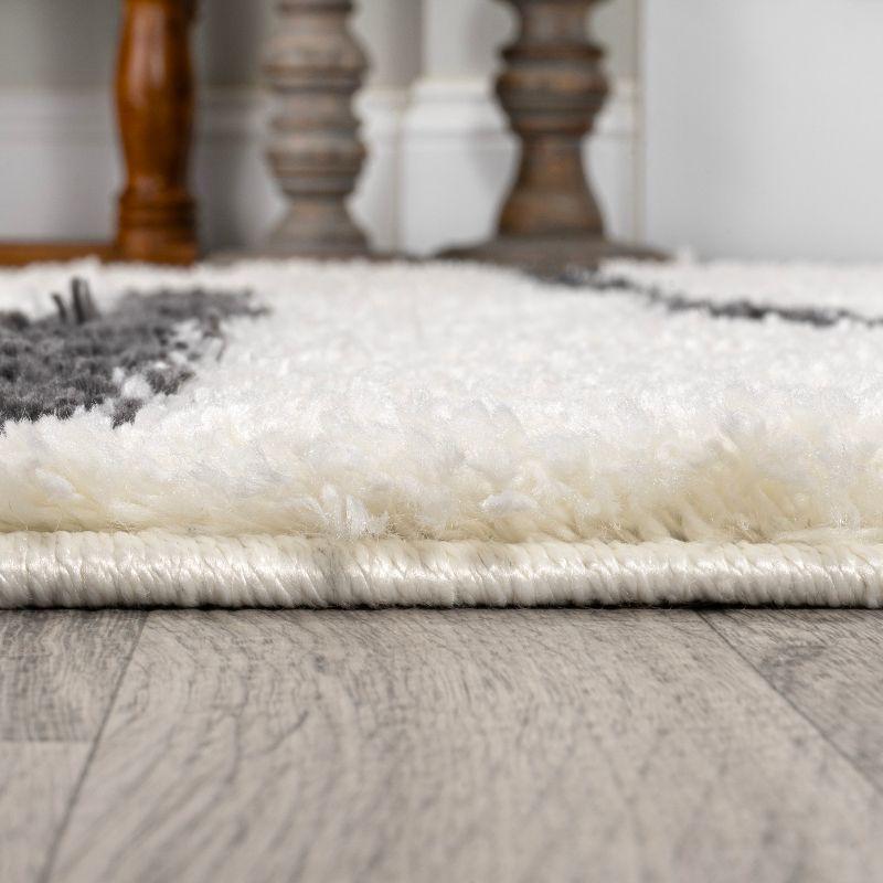 Alaro Berber-Inspired Ivory Stripe Shag Area Rug