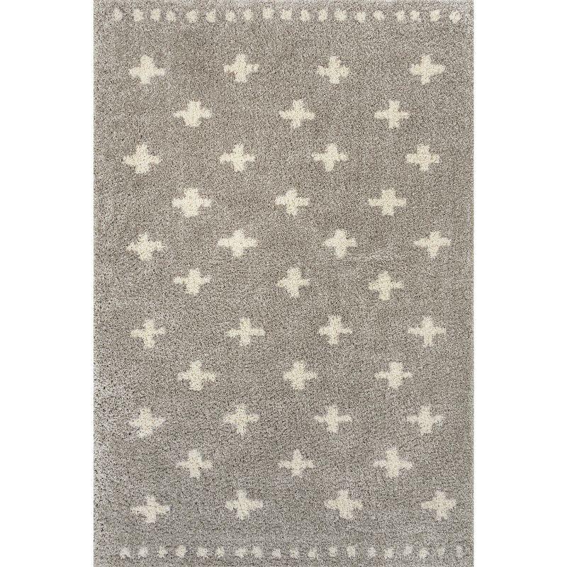 JONATHAN Y Cristo Berber Geometric Shag Gray/Ivory 5 ft. x 8 ft. Area Rug