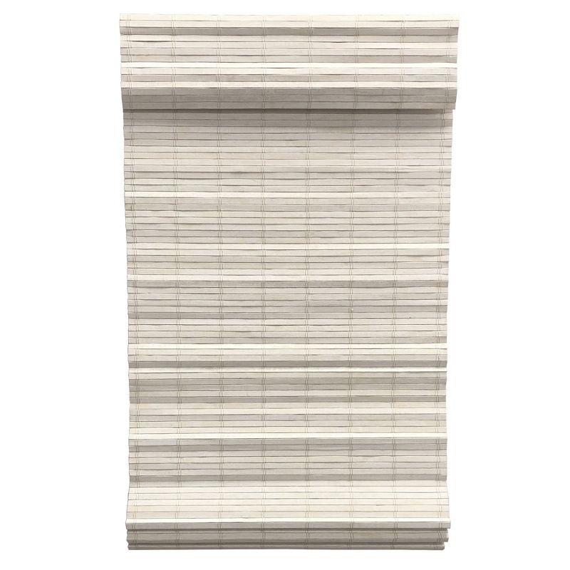 Cordless Distressed White Bamboo Blackout Roman Shade